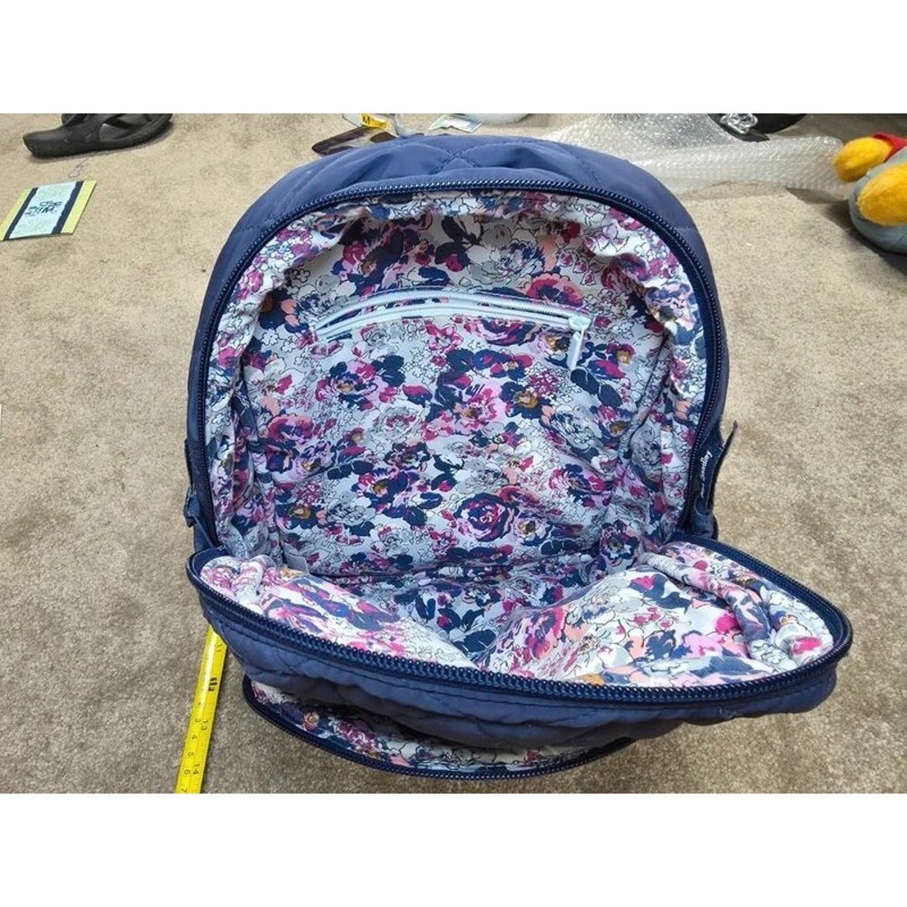 Vera Bradley Essential Compact Backpack Classic Navy Quilted - Picture 4 of 7